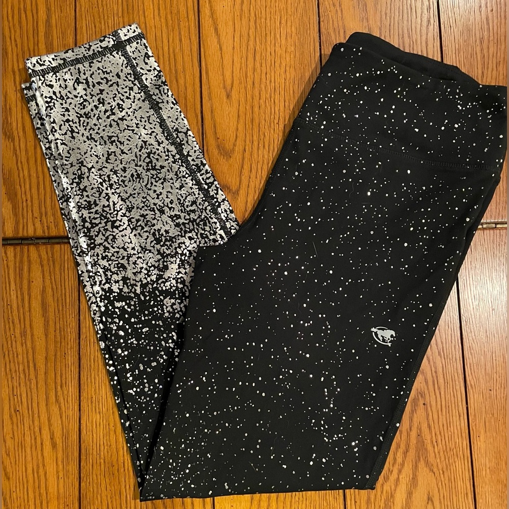EUC Piper by Smartpak leggings, size large, black with shiny silver pattern